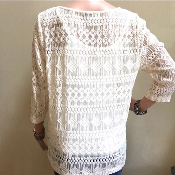 Lucky Lace and Mesh Cream Colored Top - Picture 6 of 6